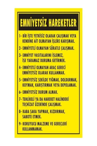 Emek İkaz Levhaları EMEK2053 Emniyetsiz Hareketler Uyarı/ikaz Levhası