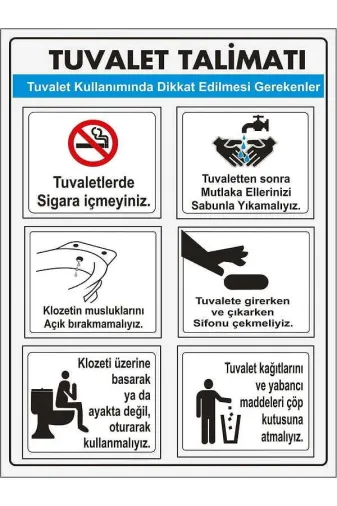 Emek İkaz Levhaları EMEK2068 Tuvalet Talimatı Uyarı/ikaz Levhası