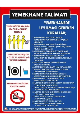 Emek İkaz Levhaları EMEK2100 Yemekhane Talimatı Uyarı/ikaz Levhası