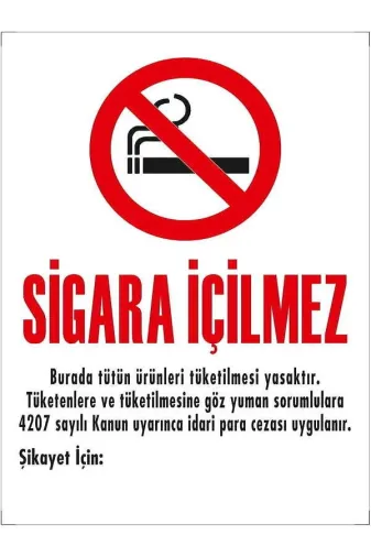 Emek İkaz Levhaları EMEK866 Sigara Içilmez Uyarı/ikaz Levhası