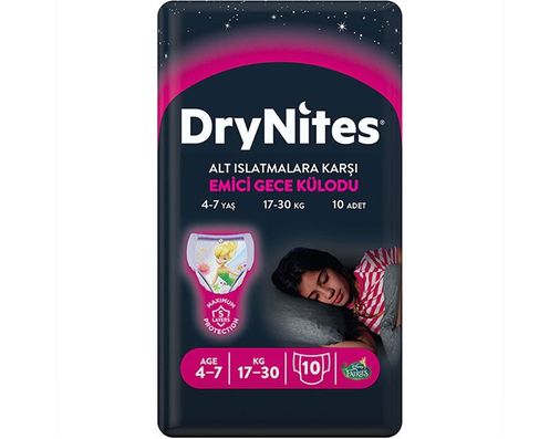 Emici Gece Külodu Külot Bez Kız 4-7 Yaş 17-30KG Large 10 Adet Alt Islatmalara Karşı