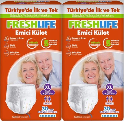 Emici Külot Hasta Bezi XL Ekstra Büyük 60 Adet (2PK*30)