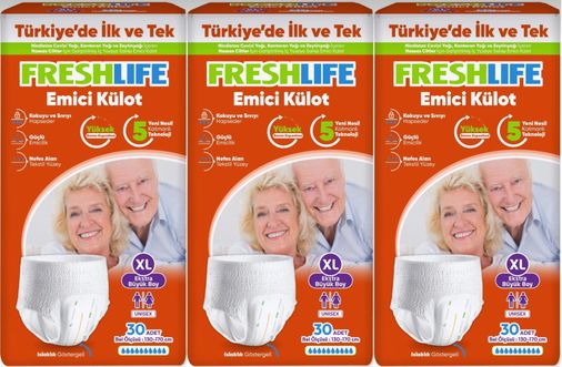 Emici Külot Hasta Bezi XL Ekstra Büyük 90 Adet (3PK*30)