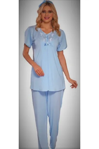 Emose 3968 Kadın Mavi Lohusa Pijama Takımı