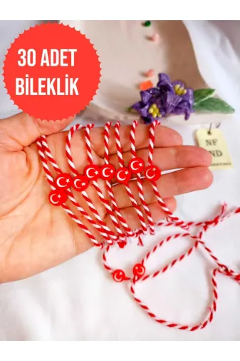ENEFENDİ BİLEKLİKKART 30 Adet Ayyildizli Fimo Marteniçka Bileklik Şans Arkadaş Sevgili Eş Çocuk Hediye Bahar Bilekliği