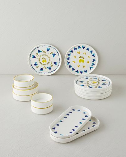 English Home 140599* Limonchello Seramik Kahvaltı Takımı 14 Parça 6 Kişilik Sarı - Mavi