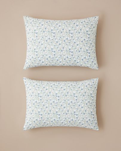 English Home 29-9-99 Bloomlet Kolay Ütülenir 2'li Yastık Kılıfı 50X70 Cm Mavi