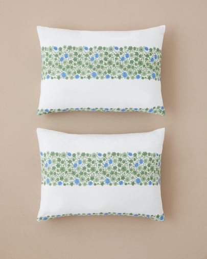 English Home 299-99 Forest Blossom Kolay Ütülenir 2'li Yastık Kılıfı 50X70 Cm Mavi - Yeşil
