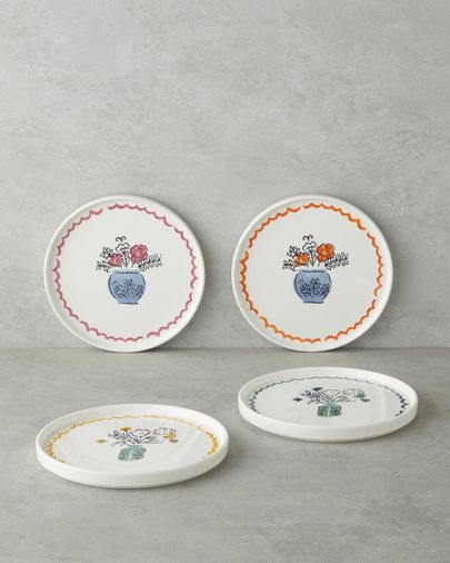 English Home 3078970 Floe Seramik 4'lü Pasta Tabağı 20 Cm Renkli