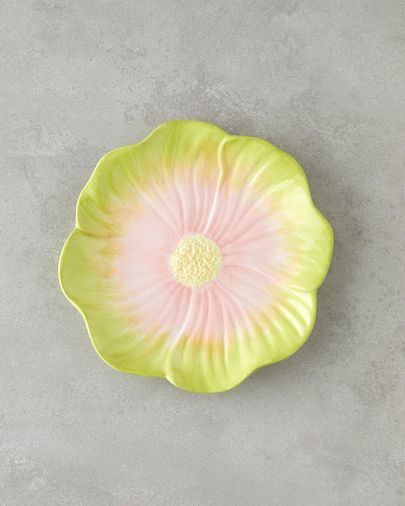 English Home 34878080080 Flowerella Dolomite Pasta Tabağı 21 Cm Yeşil-Pembe