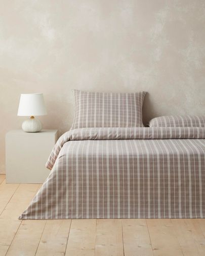 English Home 45040980 Glen Plaid İpliği Boyalı Tek Kişilik Çarşaflı Nevresim Takımı 160X220 Cm Koyu Bej