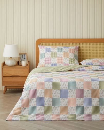 English Home 4870980980 Dreamy Patch Kolay Ütülenir Çift Kişilik Nevresim Seti 200X220 Cm Pembe - Yeşil