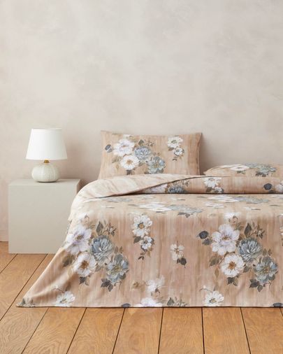 English Home 5494098 Rose Bright Dijital Baskılı Kolay Ütülenir  Tek Kişilik Çarşaflı Nevresim Takımı 160X220 Cm Kahverengi