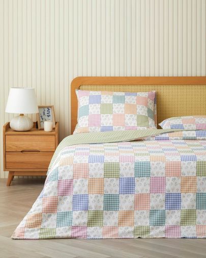 English Home +59999 Dreamy Patch Kolay Ütülenir Tek Kişilik Nevresim Seti 160X220 Cm Pembe - Yeşil
