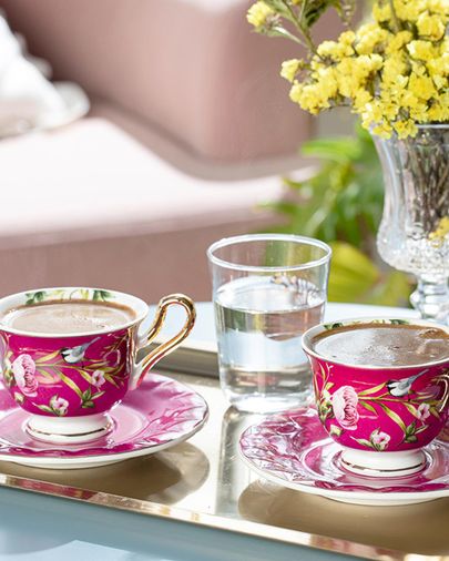English Home 609789006 Vanilla New Bone China 4 Parça 2 Kişilik Kahve Fincan Takımı Mor