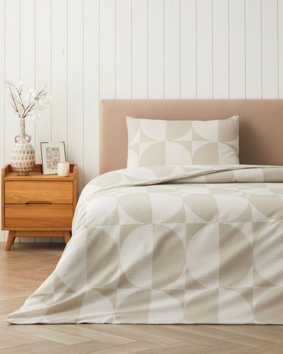 English Home 65407889 Circle Loop Kolay Ütülenir Çarşaflı Tek Kişilik Nevresim Takımı 160X220 Cm Taş Rengi