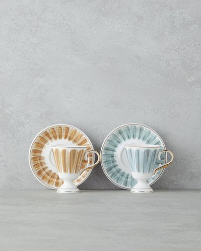 English Home 799-99* Winnie Porselen 4 Parça 2 Kişilik Kahve Fincan Takımı 90 Ml Yeşil-Turuncu