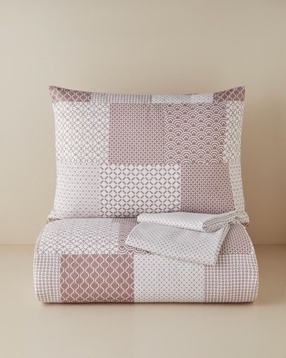 English Home 79999 Chain Patch Kolay Ütülenir Çarşaflı Tek Kişilik Nevresim Takımı 160X220 Cm Mürdüm