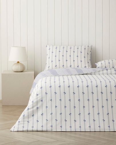 English Home *899*99 Blossline Kolay Ütülenir Çift Kişilik Nevresim Seti 200X220 Cm Mavi