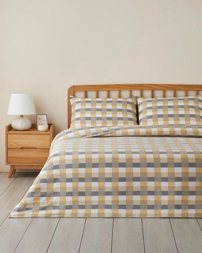 English Home 9078700 Cuby Kolay Ütülenir Çift Kişilik Nevresim Seti 200X220 Cm Gri-Hardal