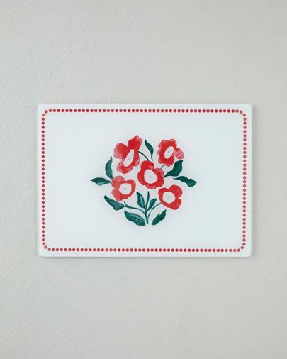 English Home bright399999 Bright Parade Cam Kesme Tahtası 25X35 Cm Kırmızı - Beyaz
