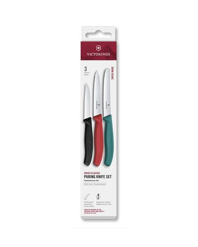 English Home victorinox136999 Victorinox 6.7116.34C1 Swiss Classic Paslanmaz Çelik 3'lü Bıçak Seti Renkli