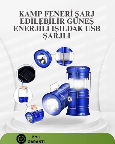 Epilons 96411090 Güneş Enerjili Katlanabilir Kızaklı Kamp Feneri Usb Şarjlı, Çok Yönlü Ve Dayanıklı Tasarım