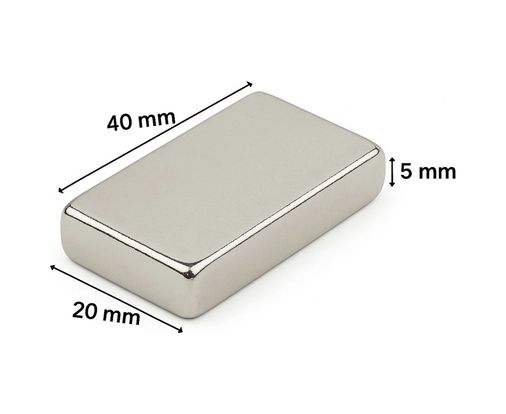 Epilons epo10051 40 20 5 Mm N35 Neodyum Mıknatıs - Nikel Kaplama, Köşeli 10 Lu Paket