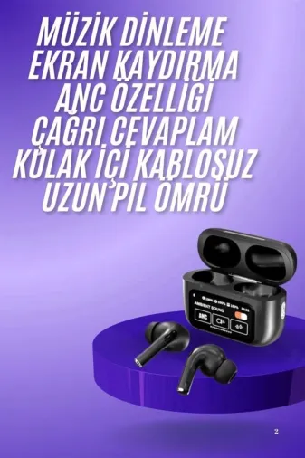 Epilons TYC1082620053M25DYMUUC009 Yeni Nesil Anc Özellikli Çağrı Cevaplayan Dokunmatik Ekranlı Bluetooth Kulaklık Siyah