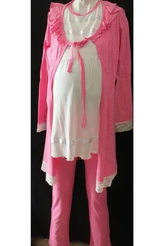 ERDENİZ TEKSTİL TYC00138836741 Pembe 3 Lü Loğusa Pijama