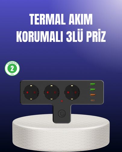 Erdo01ticaret TKNUCZZZ3397AKIMKORUMALIPRİZ-4MKR Usb Ve Type-C Portlu Anahtarlı Çoklu Priz Güç Ünitesi 0