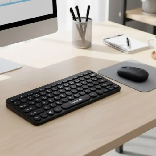 Ergonomik Taşınabilir Kablosuz Lacivert Bluetooth Klavye ve Mouse Seti