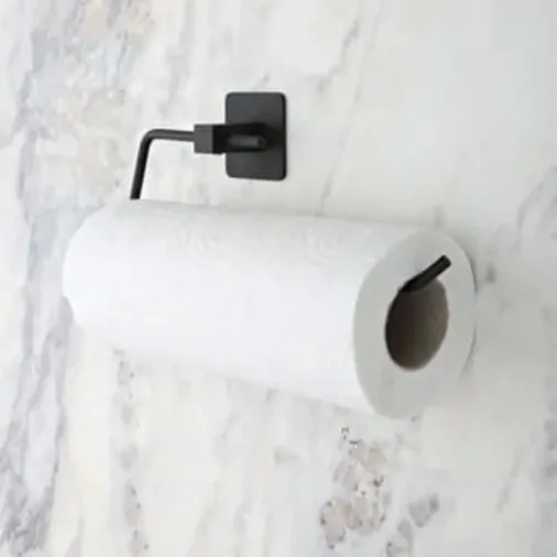 Ergonomik Yapışkanlı Siyah Metal Rulo Havluluk Aparatı