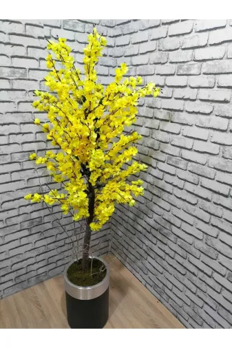 ERHAN FLOWERS 9q8w7whw72jsbwjq9 180 Cm Şık Darbuka Saksıda Sarı Bahar Dalı Yapay Ağaç