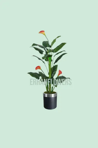 ERHAN FLOWERS ÇİÇEK & DEKORASYON erh.10027 Yapay Ağaç Gala Ağacı Salon Bitkisi 160Cm 20 Yaprak Siyah Gümüş Saksıda