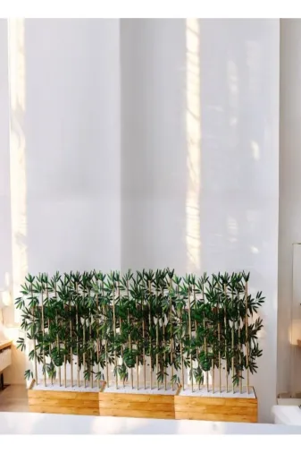 ERHAN FLOWERS ÇİÇEK & DEKORASYON SP-200.200.30 200 Cm Ahşap Saksıda 200 Cm 30 Adet Yapay Bambu Seperatör