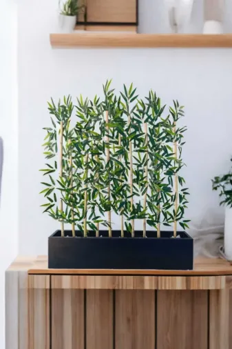 ERHAN FLOWERS ÇİÇEK & DEKORASYON TYBSP-S100.10160406625 Lüks Serisi Dolgun Yapraklı 10 Adet Yapay Bambu 100 Cm Saksıda