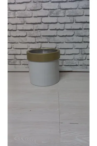 ERHAN FLOWERS Saksı.beyaz.gold 30×30 Darbuka Saksı Şık Tasarım Gold Kemerli