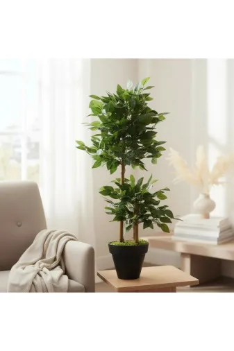 ERHAN FLOWERS ypy.100.bnj Yapay Çiçek Siyah Saksıda Benjamin Salon Balkon Ev Ağacı Yeşil Bitkisi Bambu Gövdeli Dolgun 105 Cm