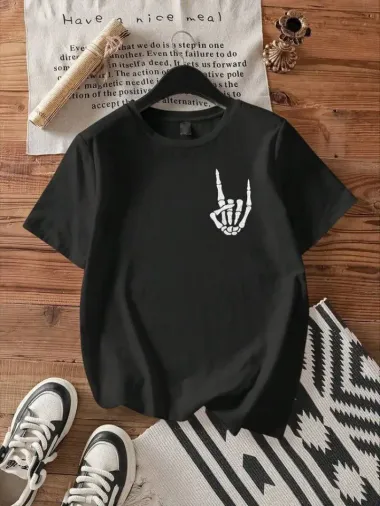 Erkek Baskılı Oversize T-shirt - Siyah - L - Siyah