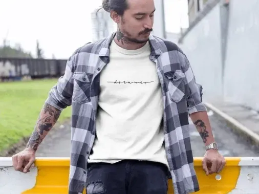 Erkek Bisiklet Yaka Baskılı Oversize T-Shirt - Beyaz - S - Beyaz