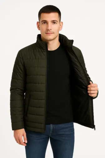 Erkek Bomber Mont Ceket – Su İtici Kumaş, Kapitone Astarlı, Fermuarlı, Kışlık - Haki - 2XL - Haki