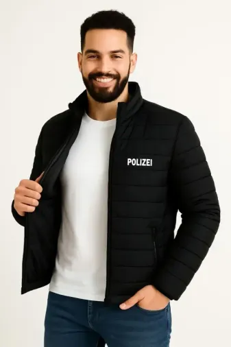 Erkek Mikro Su İtici Kapitone Baskılı Astarlı Fermuarlı Bomber Mont - Siyah - 2XL - Siyah