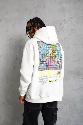Erkek Patel Six Baskılı Kapüşonlu Sweat - Beyaz - S - Beyaz