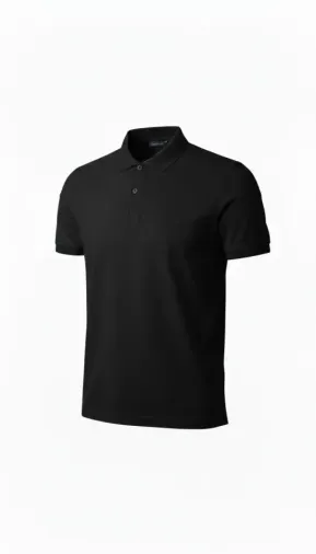 Erkek Pike Kumaş Düğmeli Yaka Regular Fit Günlük Kısa Kol Tişört T-shirt - Siyah - XL - Siyah