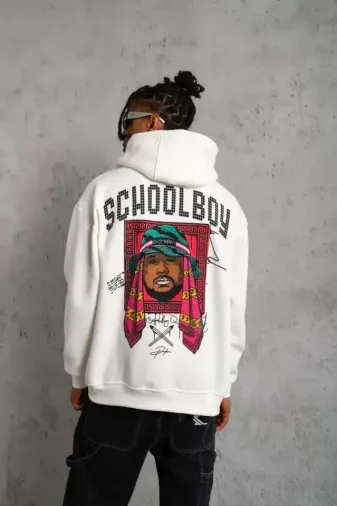 Erkek SCHOOL BOY Baskılı Kapüşonlu Sweat - Beyaz - S - Beyaz