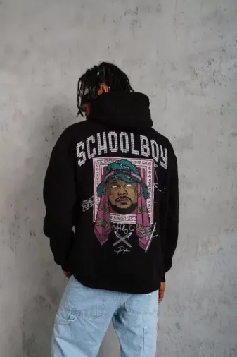 Erkek SCHOOL BOY Baskılı Kapüşonlu Sweat - Siyah - XL - Siyah