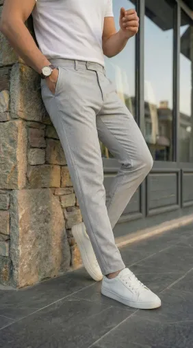 Erkek Slim Fit Dilli Kumaş Pantolon - 33 - Gri