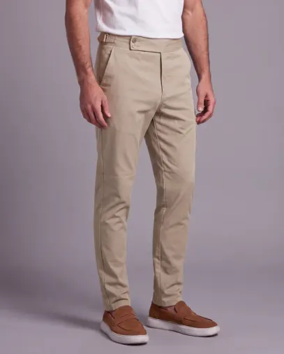 Erkek Toka Detaylı Kumaş Pantolon - 36 - Açık Krem