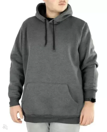 Erkek Uzun Kol Kapşonlu Basic Sweatshirt Hoodie - Füme - 2XL - Füme